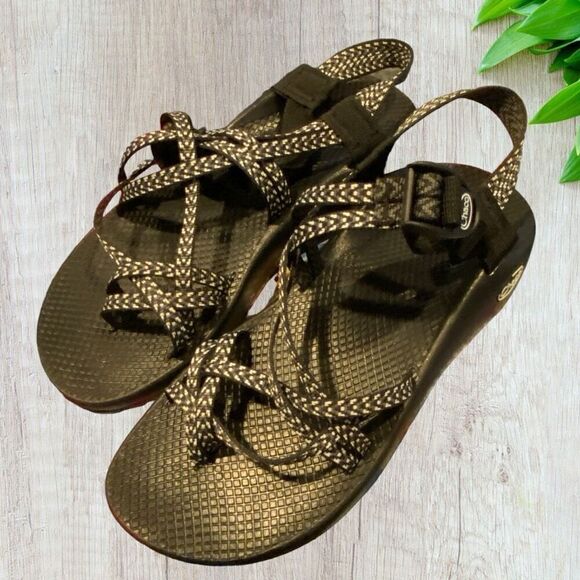 CHACO ZX2 Classic Women's Size 10 SANDAL Boost Black Grey White Double Toe Strap - Picture 1 of 7